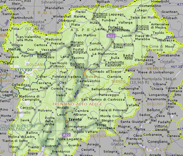 Cartina Geografica Del Trentino Alto Adige Stradario Mappa