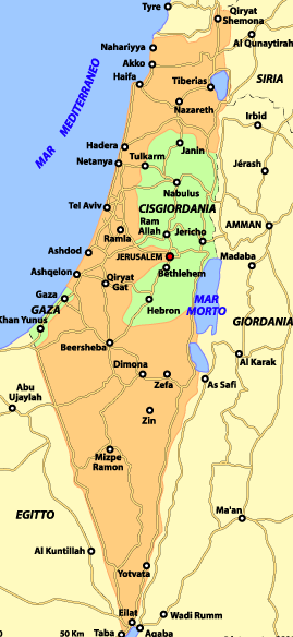 Cartina Geografica della Palestina - Carta - Mappa