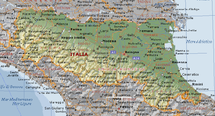 Cartina Geografica dell'Emilia Romagna - Mappa - Carta