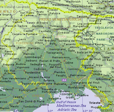 Cartina Geografica del Friuli Venezia Giulia - Mappa - Carta