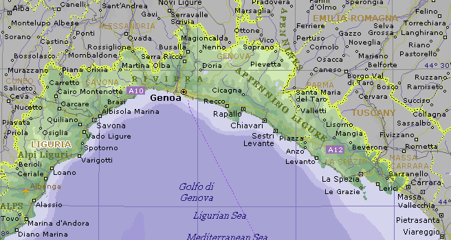 Cartina Geografica della Liguria - Mappa - Carta