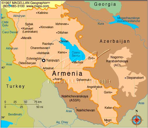cartina geografica armenia - carta mappa